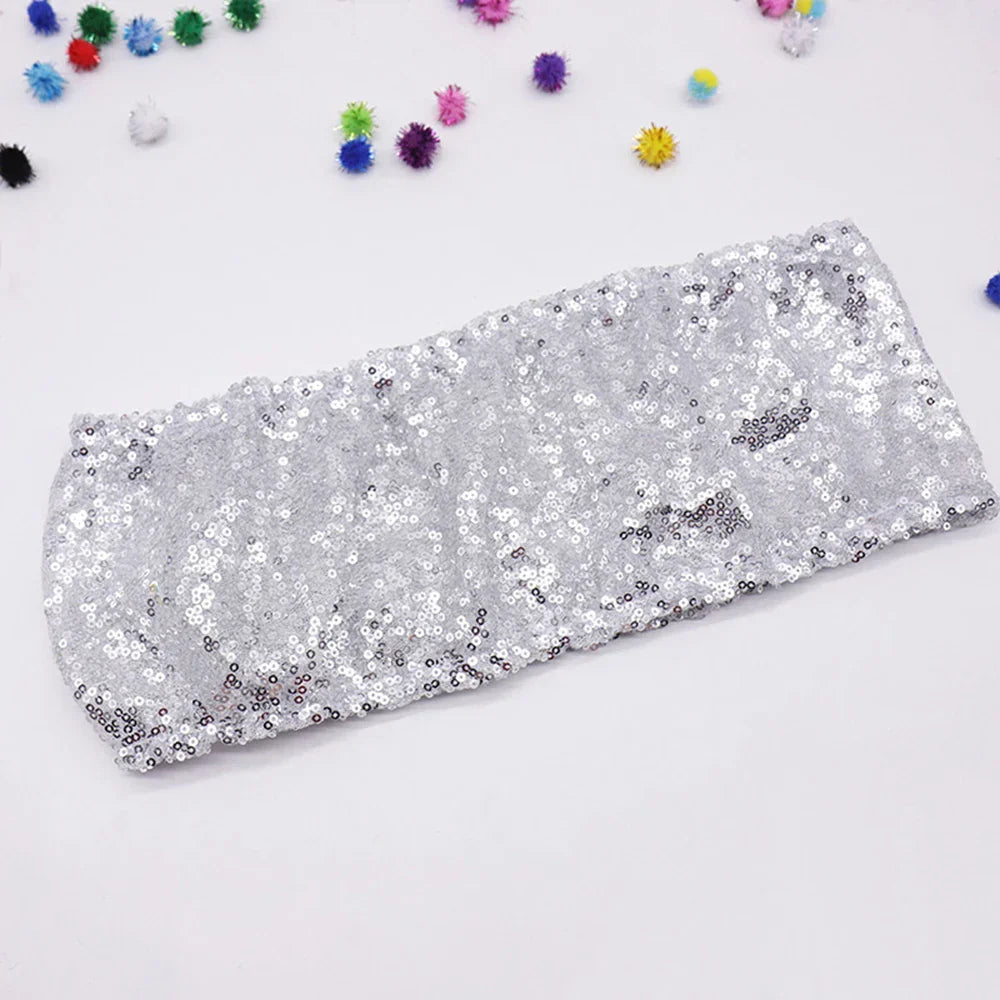 10/50pcs Gold Sequin Chair Sashes Sliver Party Chair