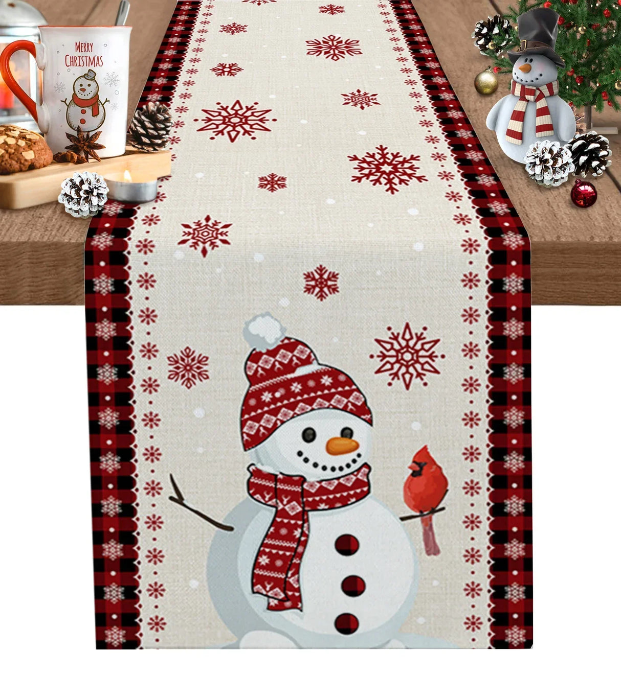 Merry Christmas Tree Ball Linen Table Runners Holiday