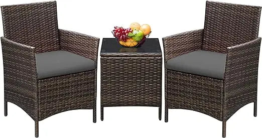 Greesum 3 Pieces Patio Furniture PE Rattan Wicker