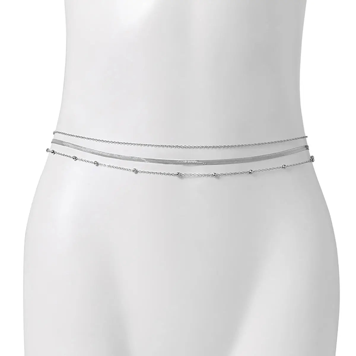 Salircon Minimalist multi-layer metal flat snake chain belly