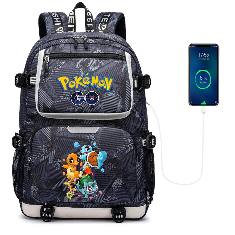 Pokemon Squirtle Cartoon School Bag USB Charging Large