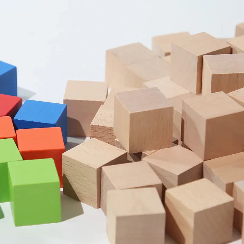 50/100pcs Colorful Cubes Wooden Building Blocks Stacking Up