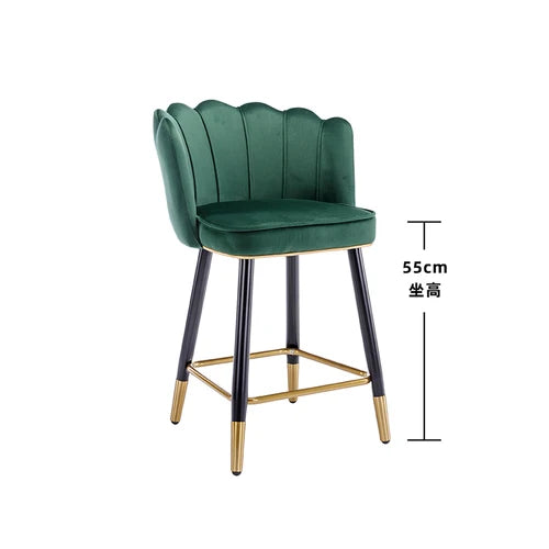 Leather High Bar Chair Modern Nordic Luxury Blue