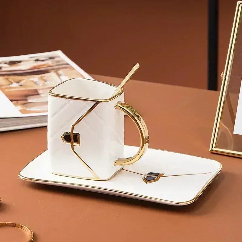 Creative ceramic Coffee cup, handmade diamond bag, ceramic