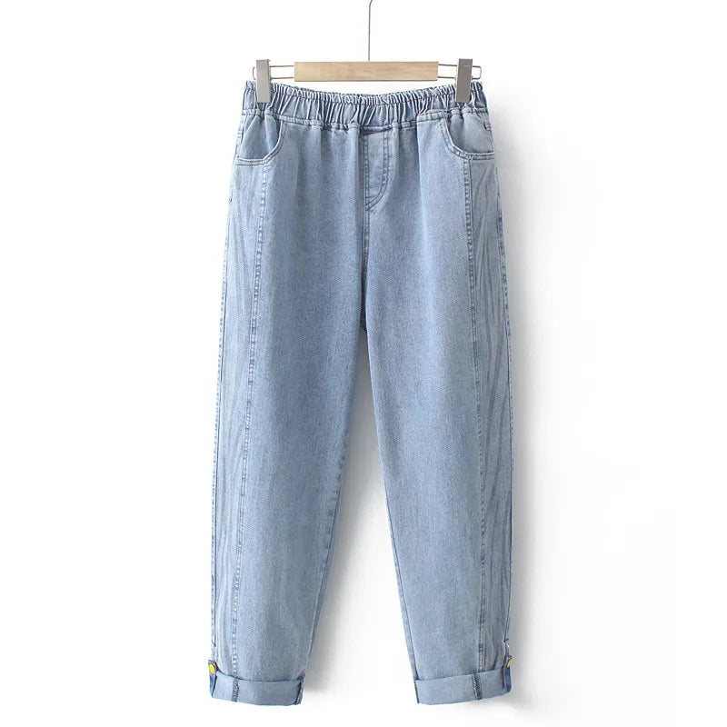 Plus Size Womens Jeans Elastic High Waist Stretch