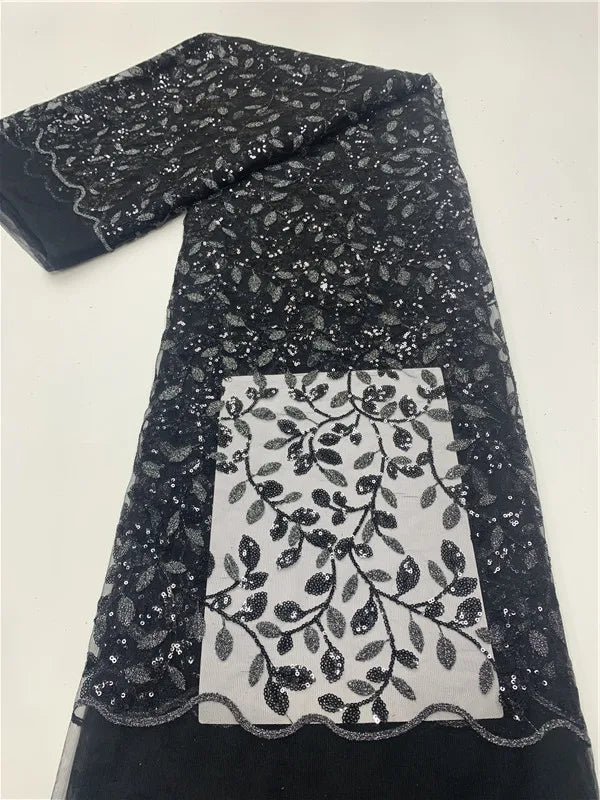 Green French Sequins Net Lace Fabric 2023 High