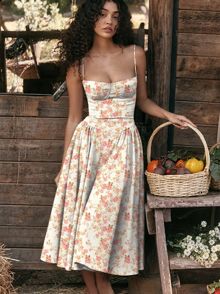 Summer Floral Slip Dress Women Sexy Tube Tops