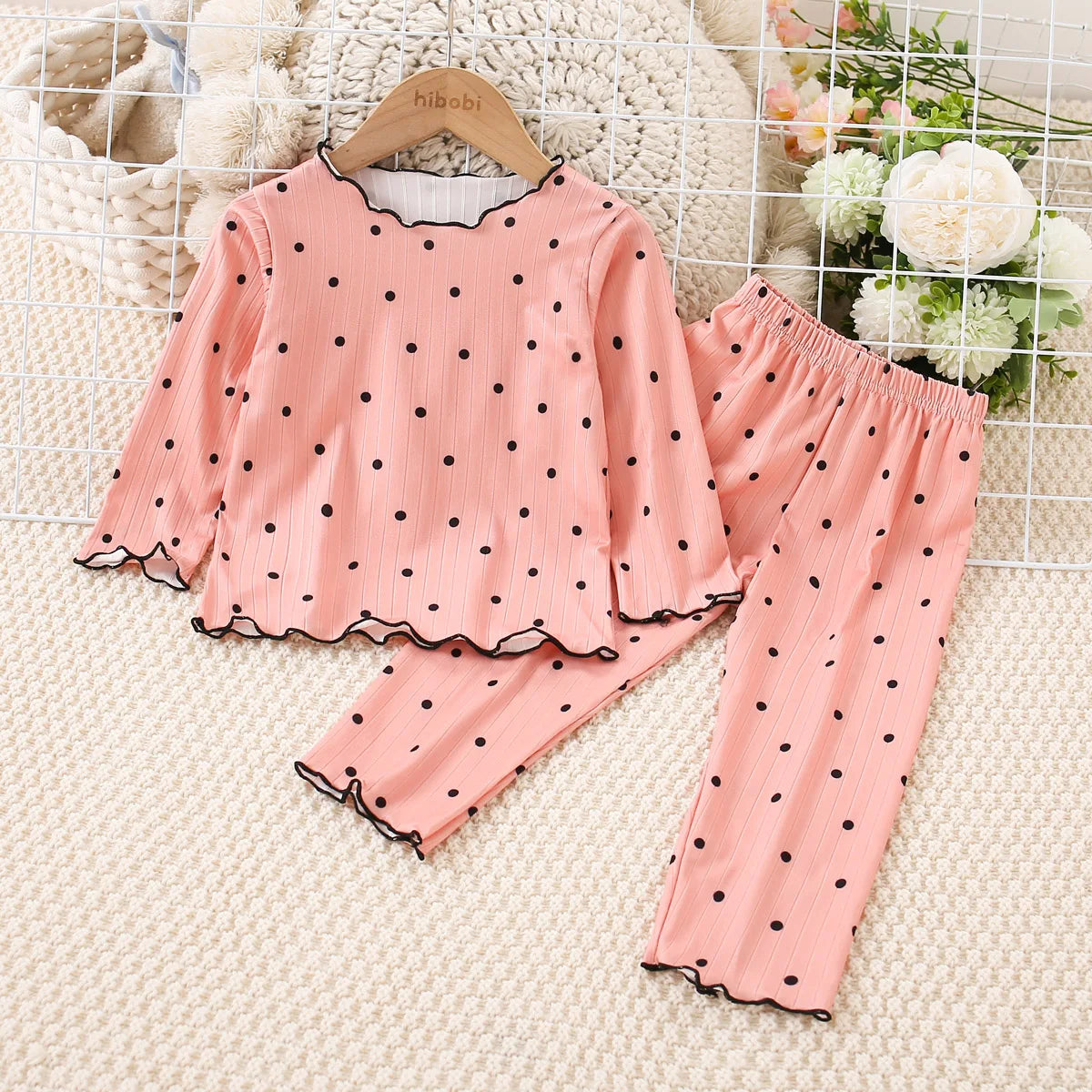 hibobi 2-Piece Girl Spring Allover Heart Printed Long