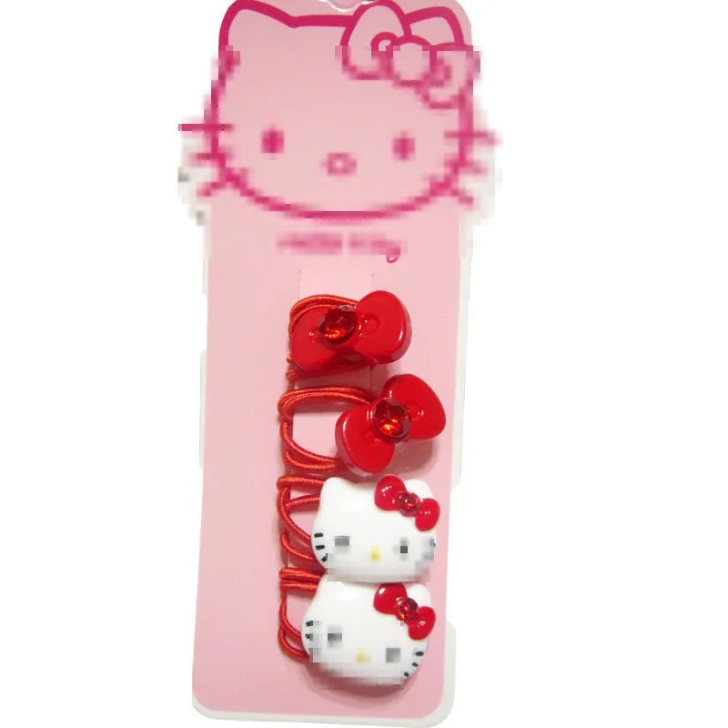 4pcs Sanrio Hello Kitty Children's Hairpin Hair Rope