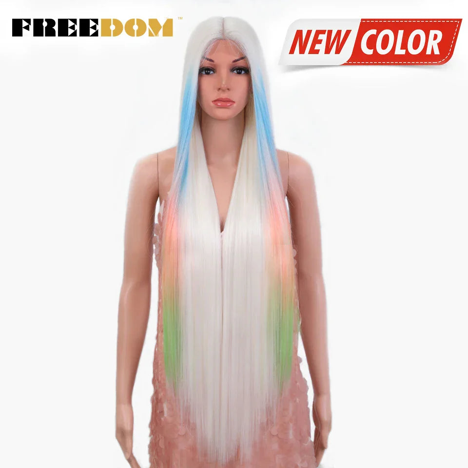 FREEDOM Synthetic Lace Front Wigs For Women Straight