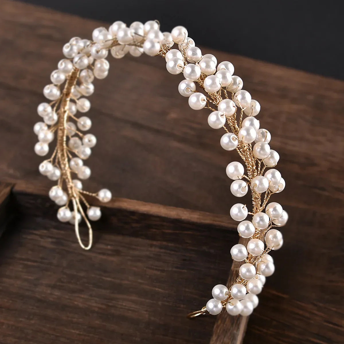 Bridal Sweet Headband Headpieces Banquet Pearls Headdress Simple