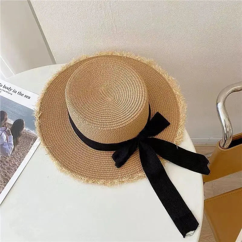 Handmade Ins Straw Hat Raw Edge Shian Hat