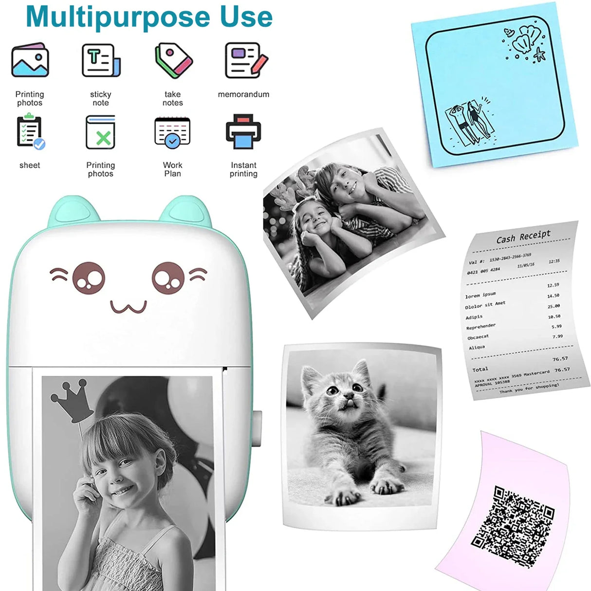 Pocket Mini Printer, Portable Bluetooth Thermal Printer for