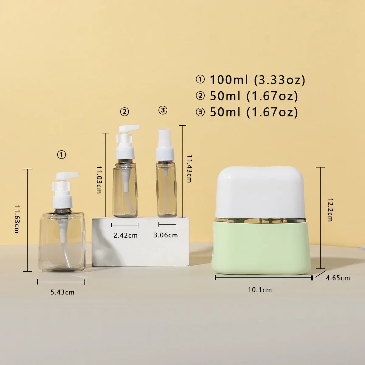 3 In 1 50ml and 100ml Travel Bottles