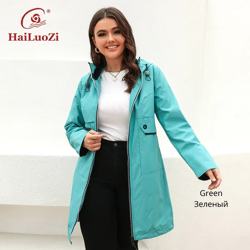 HaiLuoZi 2022 Womens Trench Coat Plus Size Jacket