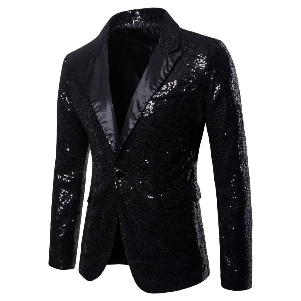 Men's Suit Round Sequin Pocket Single Row Button
