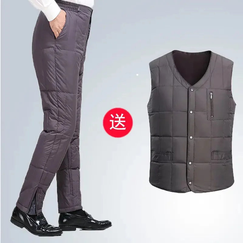 Warm Winter Trousers Down Pants Thickened High Waist