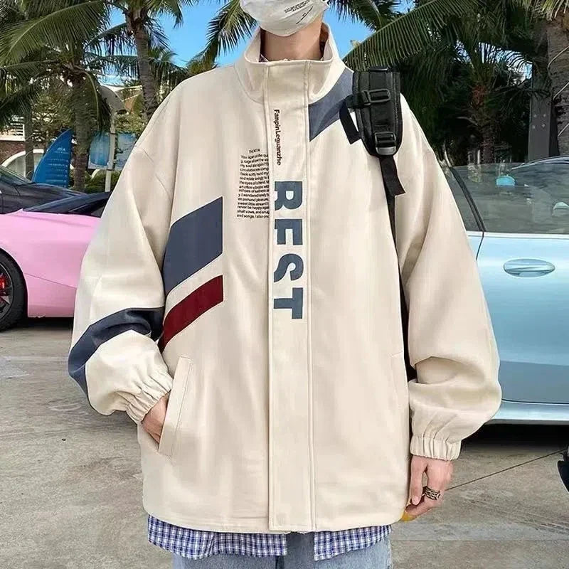 Men's New Bomber Jacket Letter Printed Outerwear Streetwear