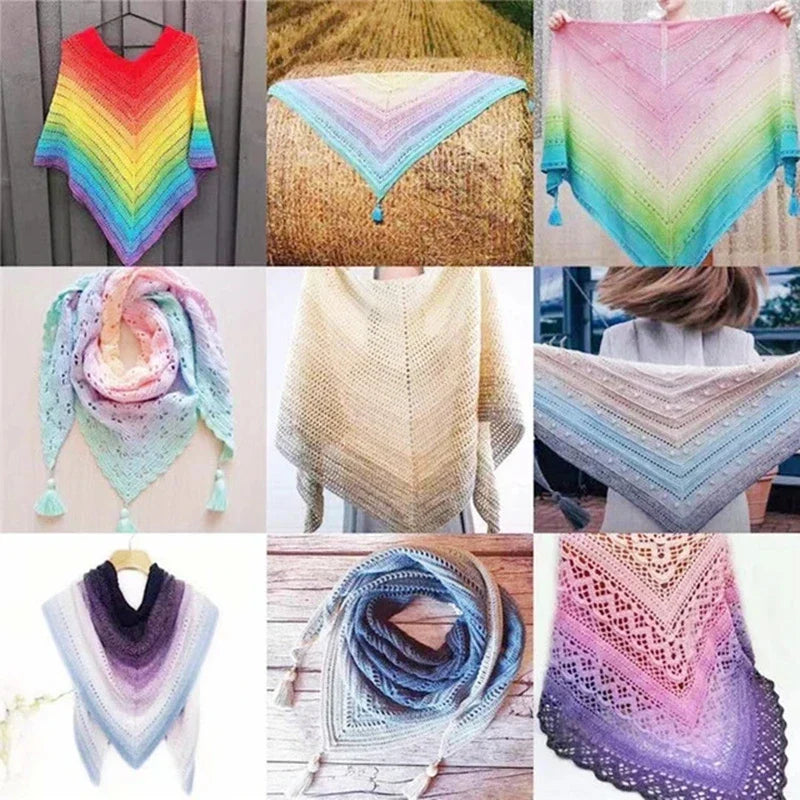 300g Cake Gradient Color Crocheted Shawl Blanket DIY