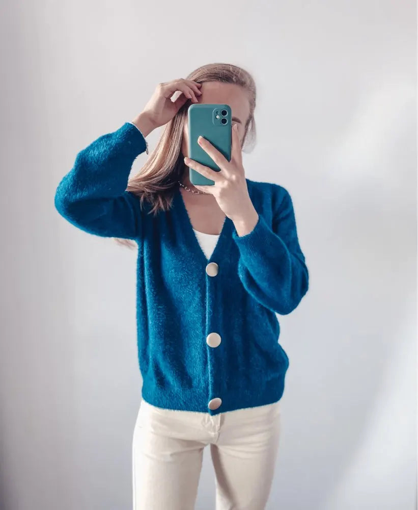 Hirsionsan Elegant Long Sleeve Mohair Sweater Women 2023