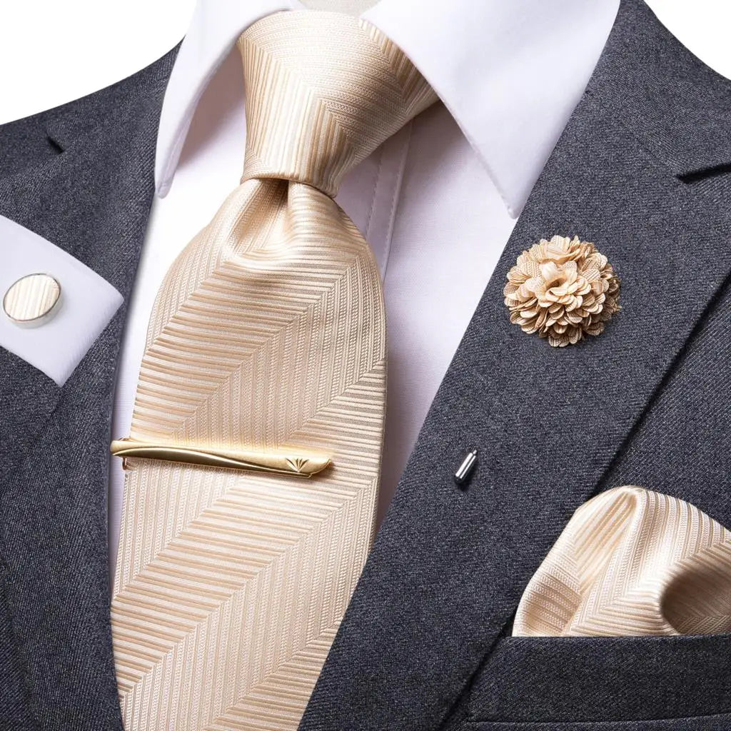 HiTie Yellow Blue Solid Business Tie For Men
