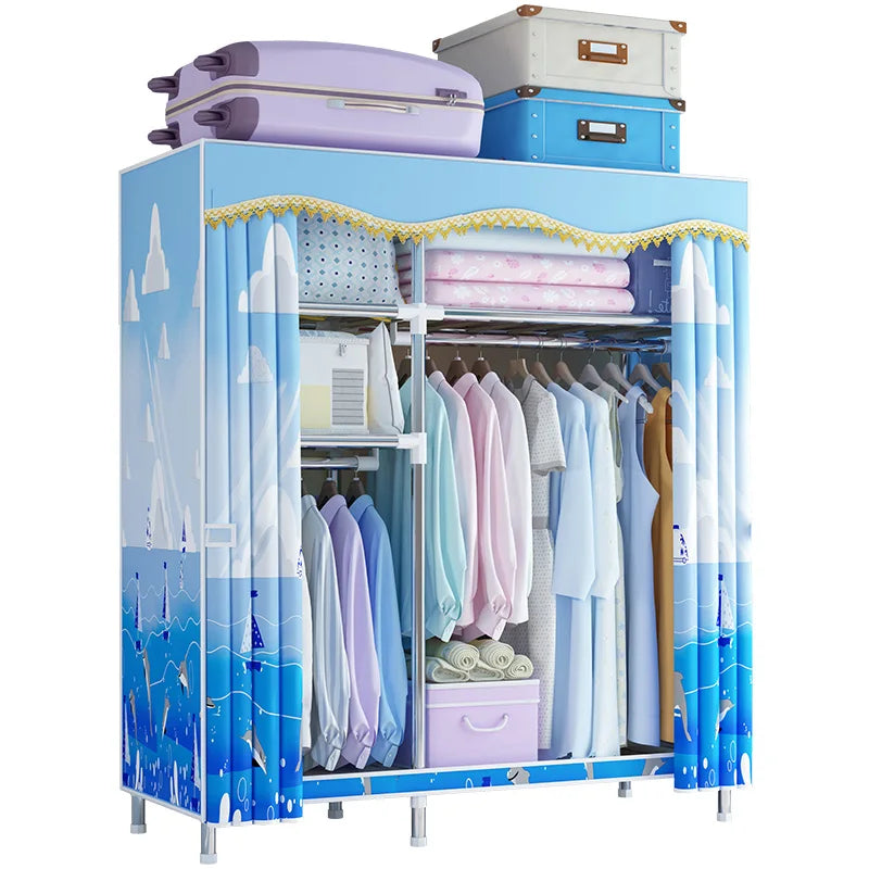 123x45x170cm Bedroom Portable Foldable Cloth Wardrobe Organizer Clothes