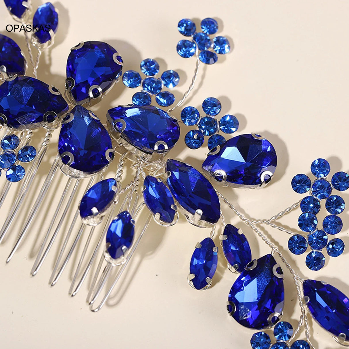 Blue Crystal Hair Comb Bride Tiaras For Women