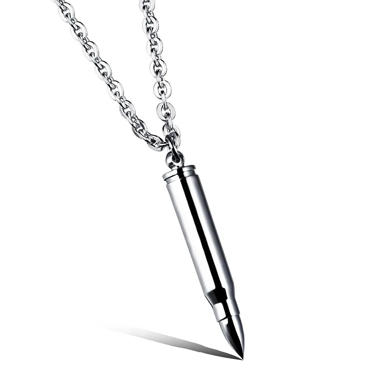Bullet Necklace for Men Hiphop Silver Gold Black