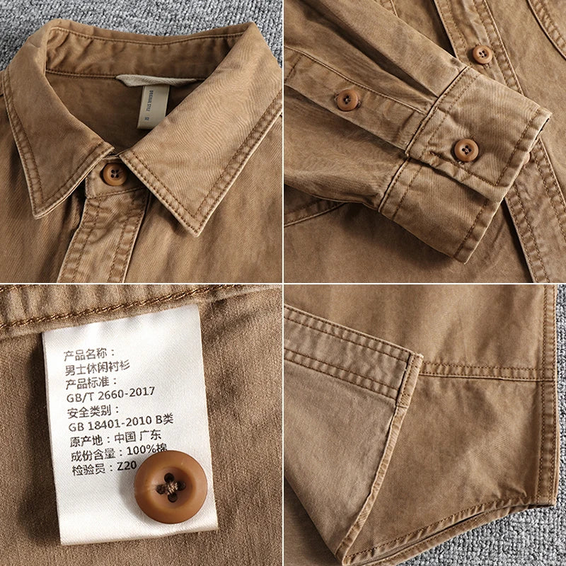 Tough Guy Style Heavyweight Washed Old Work Shirt