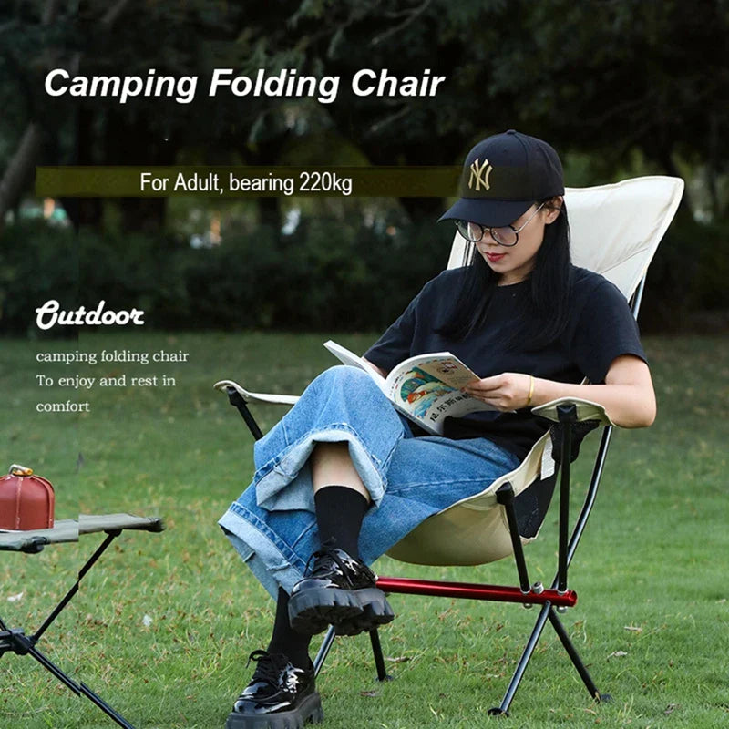 HooRu Portable Camping Moon Chair Lightweight Aluminum Folding
