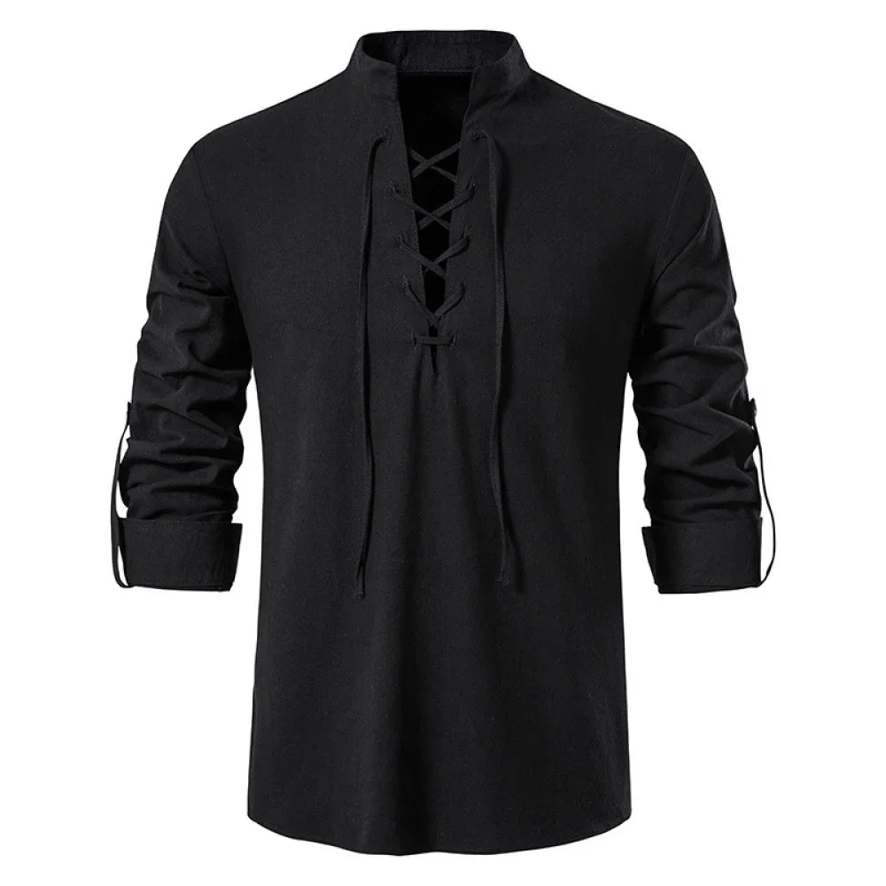 Spring Summer Men's Shirts Cotton Linen Long Sleeved