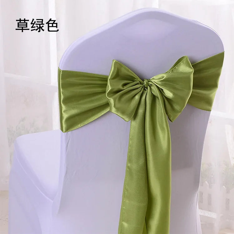 10/100pcs Satin Chair Bow Sashes Wedding Chair Knots