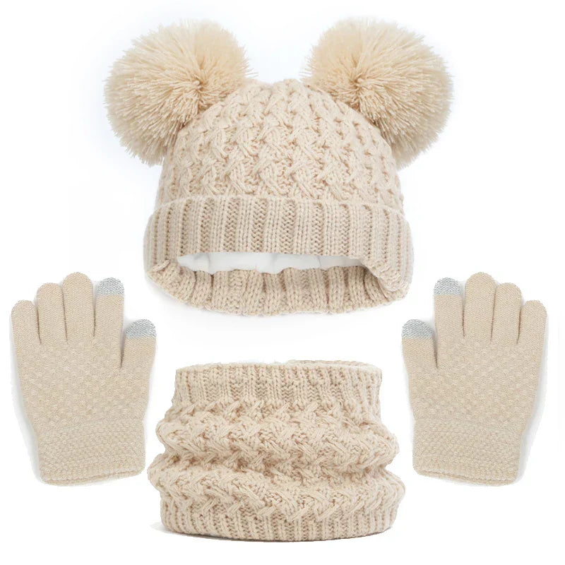 Imitation Cashmere Winter Baby Hat Gloves Scarf Set