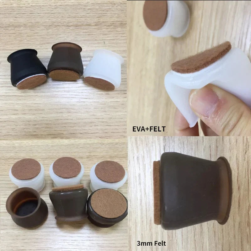 Upgrade Felt Silicone Chair Foot Cover Non-slip Silicone