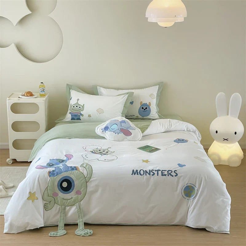 Cartoon Kawaii Disney Stitch Milk Velvet Four-piece Warm