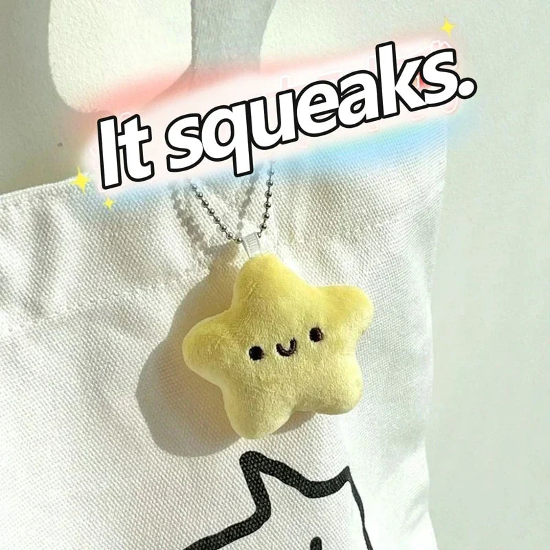 Cute Stars Plush Toy Doll Keychain Funny Squeak