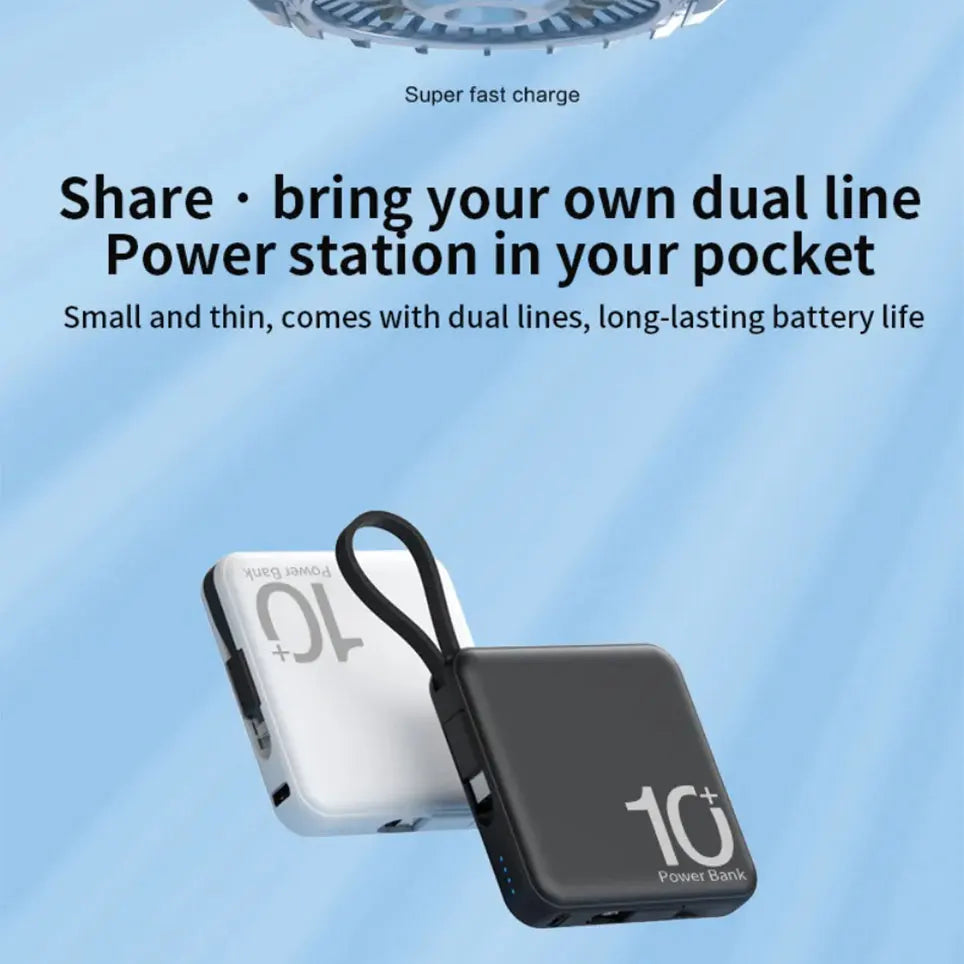 Mini power bank with builtin code,portable compact power