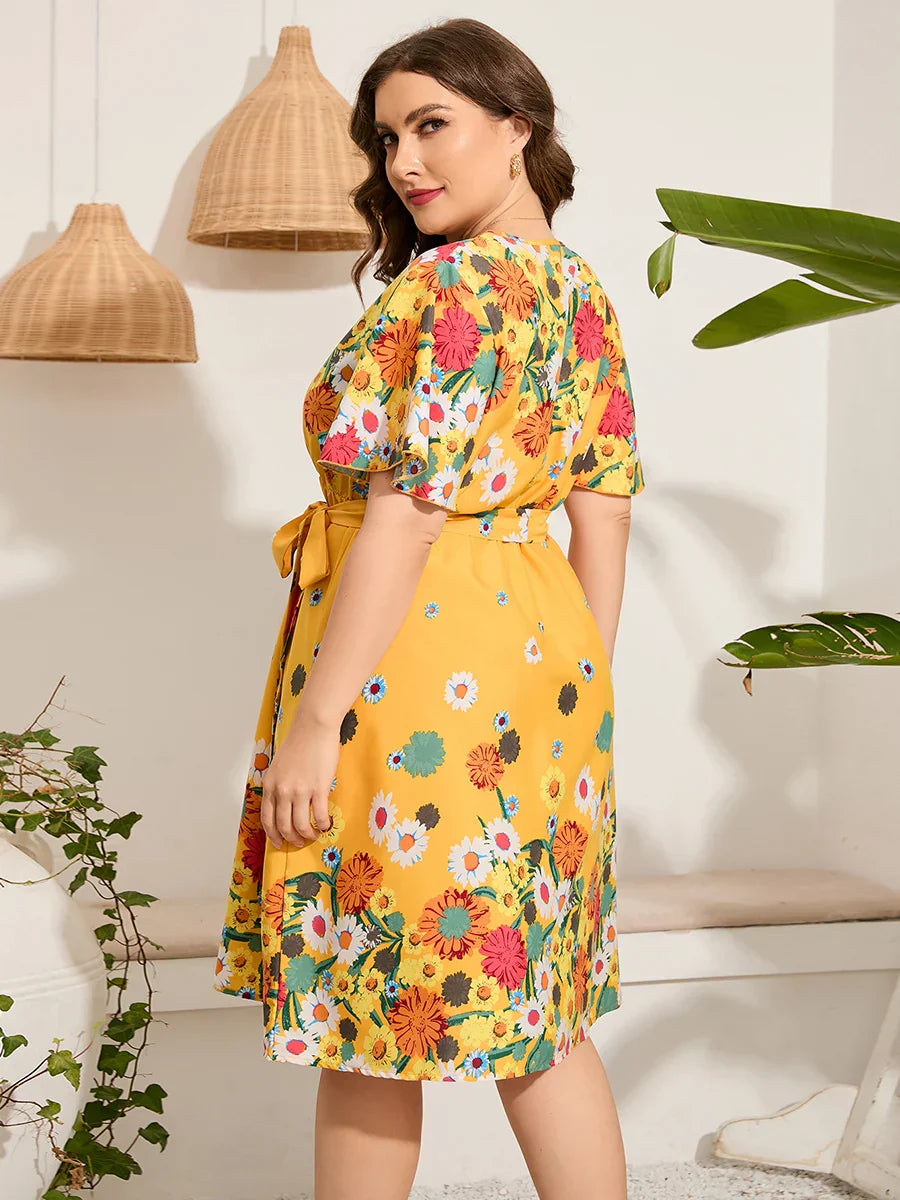 4xl 5xl Plus Size Midi Dress Women 2023