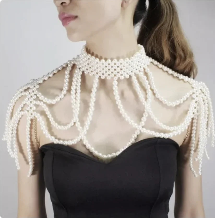 Body Chain Jewelry Pearl Sexy Beaded Collar Shoulder