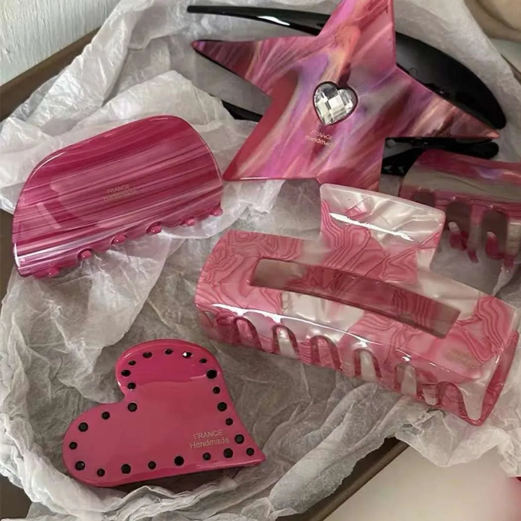Muweordy New Claw Clips Pink Hair Clips Love