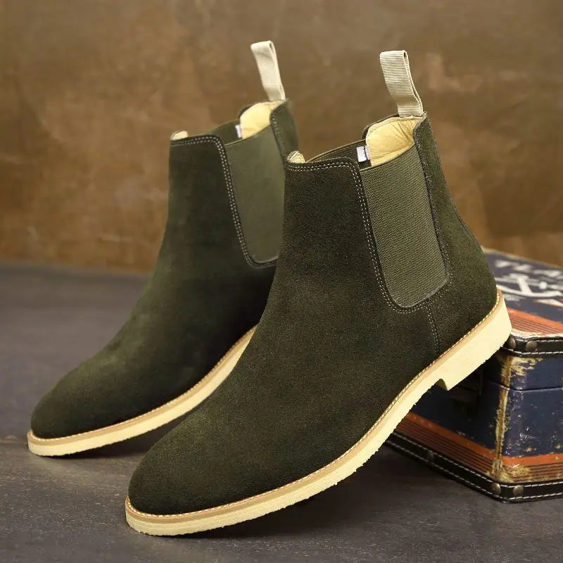 Men's Retro Suede Genuine Leather Chelsea Boots Men