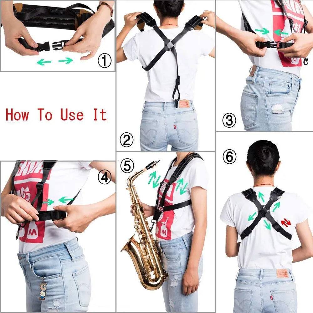 Miwayer Saxophone Strap Universal Double Shoulder Leather Strap