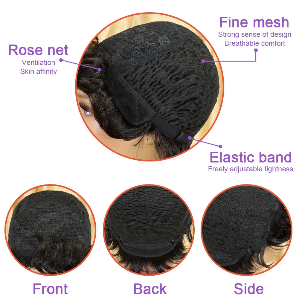 Straight Human Hair Wigs Short Bob Wig With
