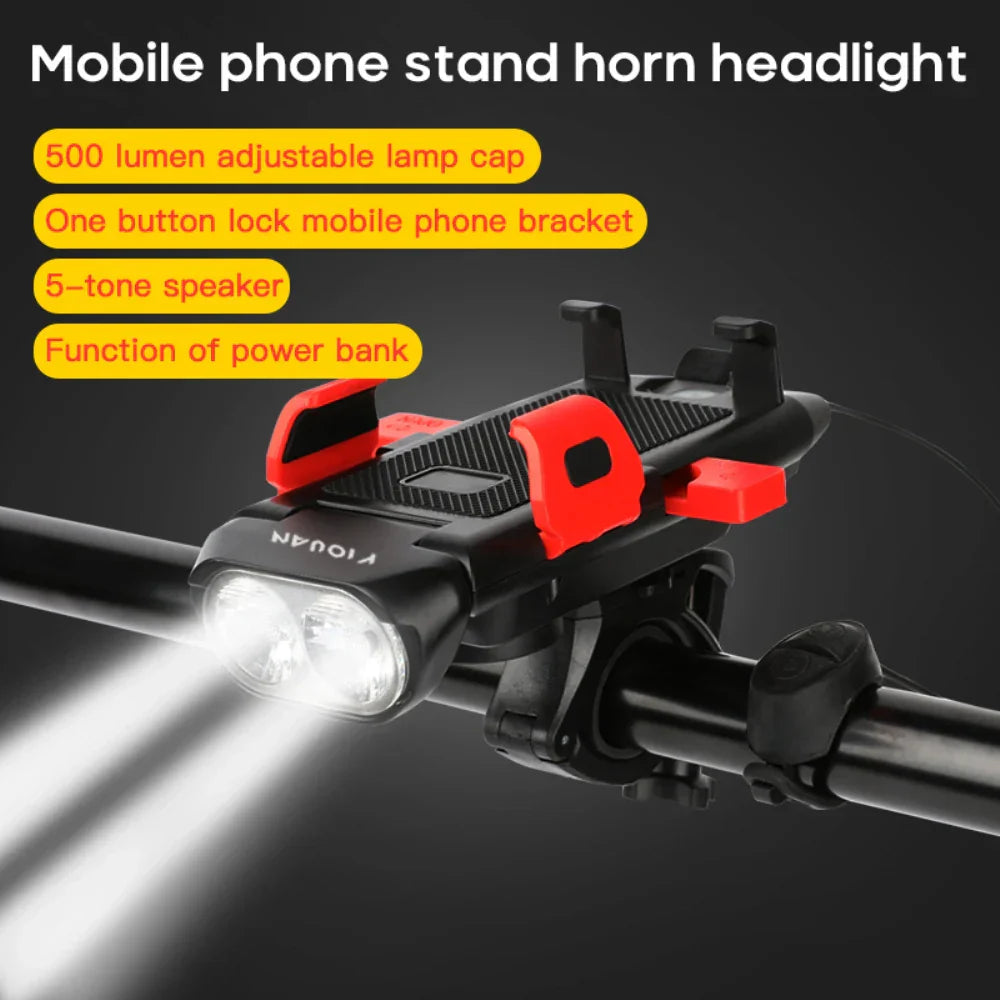 Multi-Function 4 in 1 Light Flashlight Bike Horn