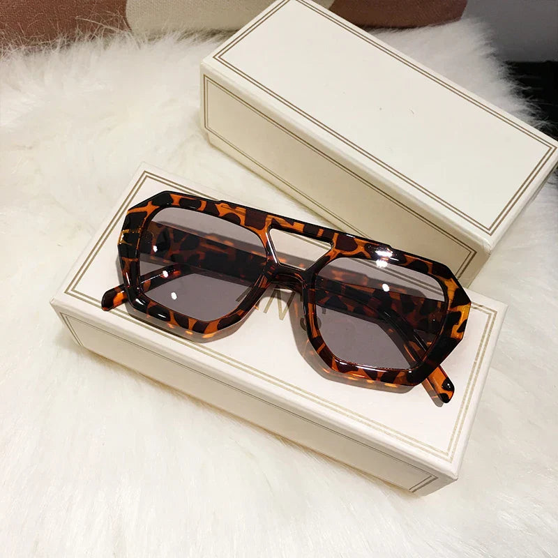 Retro Tortoiseshell Pilot Sunglasses Women Brand Designer 2023