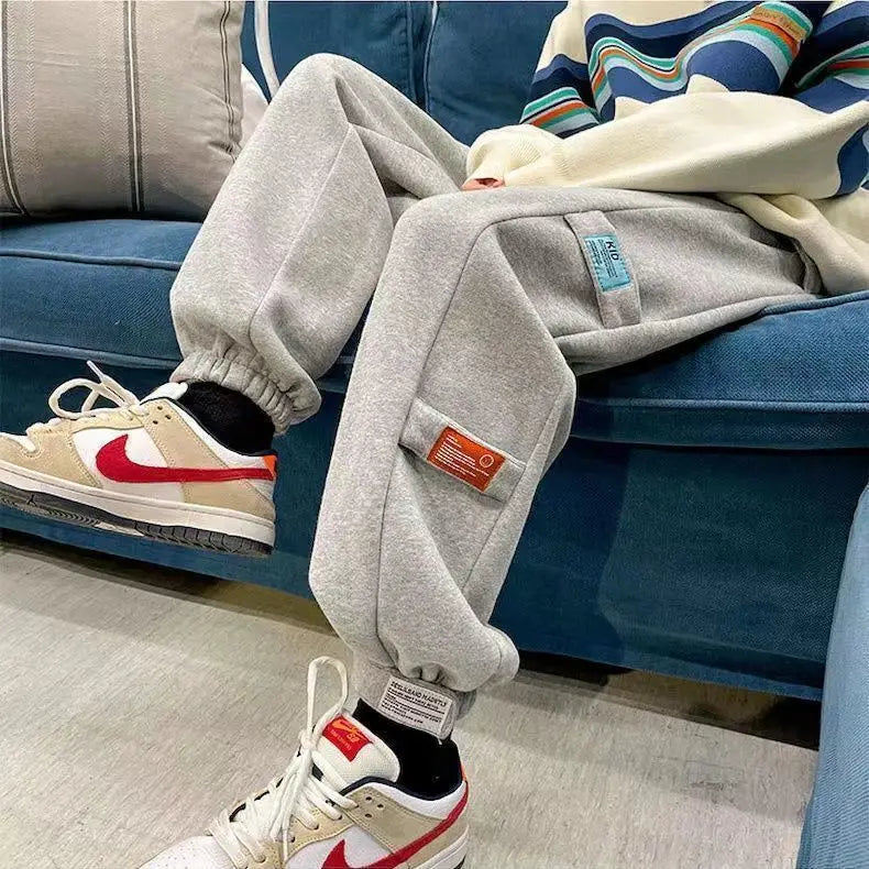 Men Sweatpants Casual Baggy Pants Button Down Pants