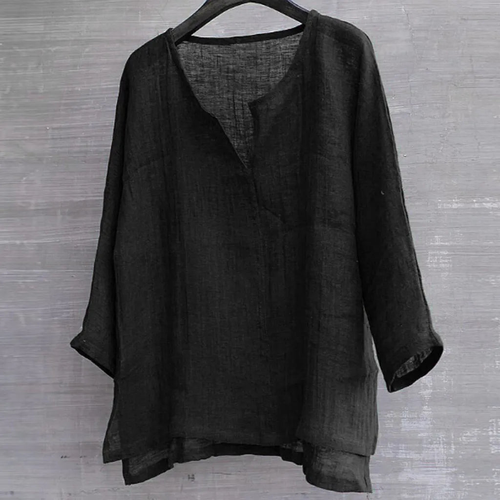 Summer Men Linen Cotton Shirt Orange Black Loose