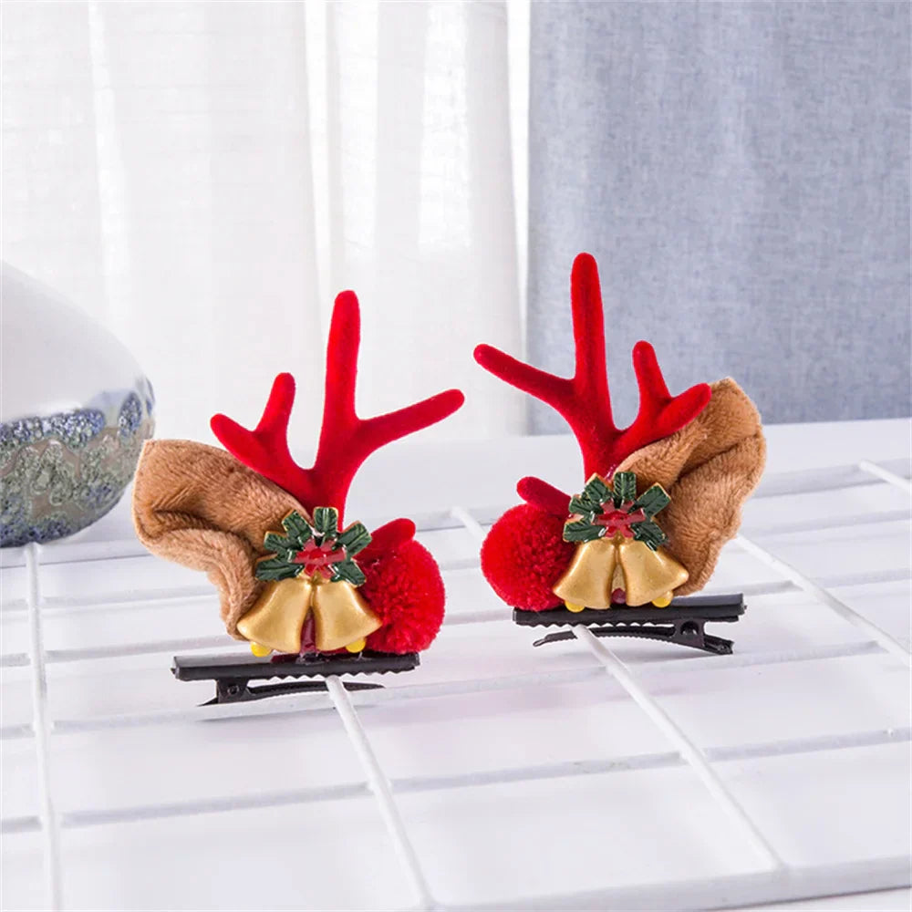 2pcs Pack Cute Reindeer Ears Hair Clip Classic