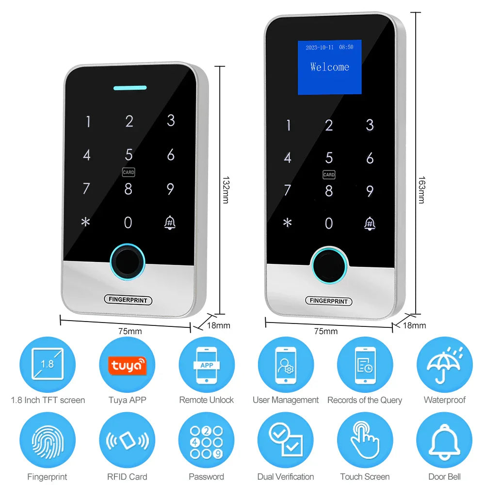 Bluetooth Tuya APP Smart Fingerprint RFID Access Control