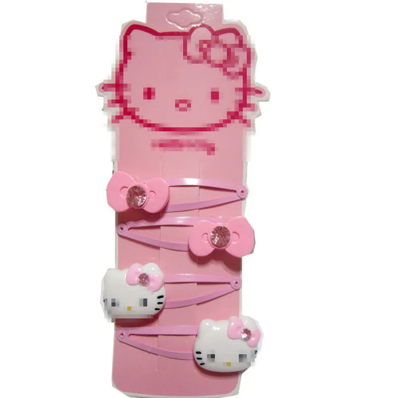 4pcs Sanrio Hello Kitty Children's Hairpin Hair Rope